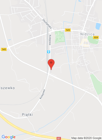 Map showing Nidzica, Poland