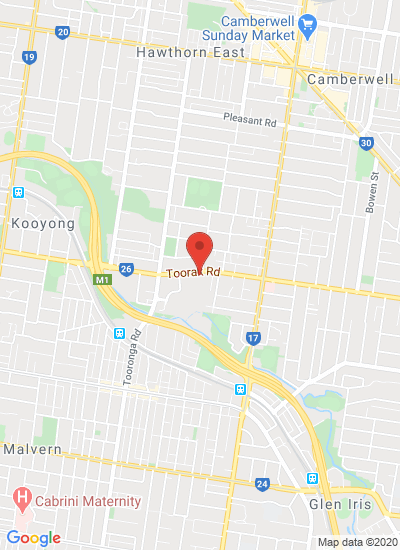 Map showing Hawthorn East, Melbourne, Australia