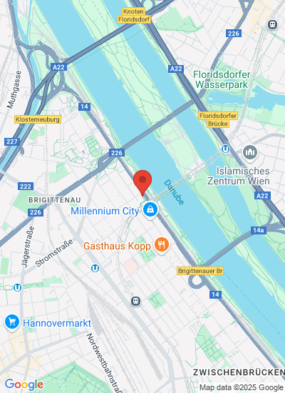 Map showing Vienna, Austria