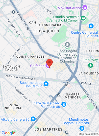 Map showing Bogotá, Colombia