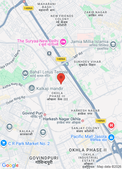 Map showing New Delhi, India