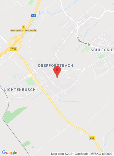 Map showing Aachen, Germany