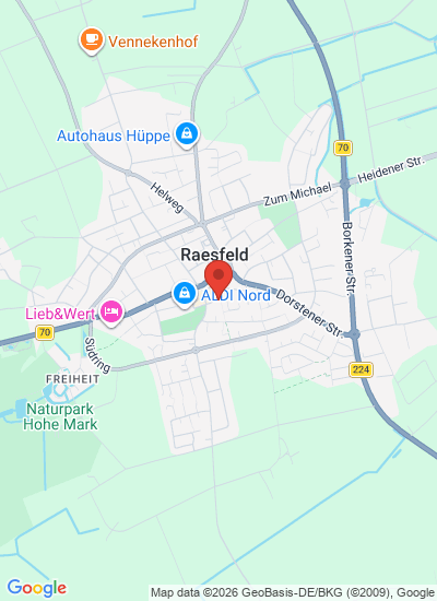 Map showing Raesfeld, Germany