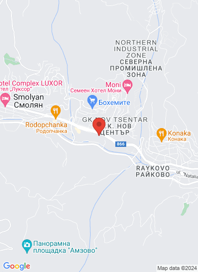 Map showing Smolyan, Bulgaria