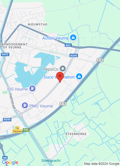 Map showing Veurne, Belgium