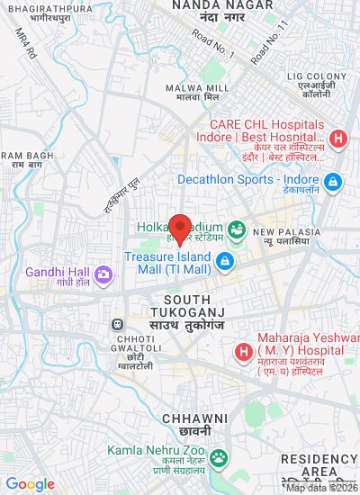 Map showing Indore, India