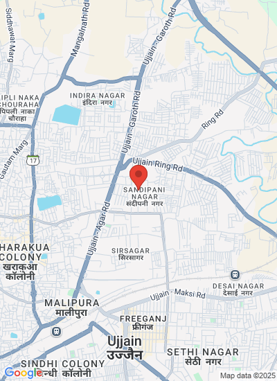 Map showing Ujjain, India