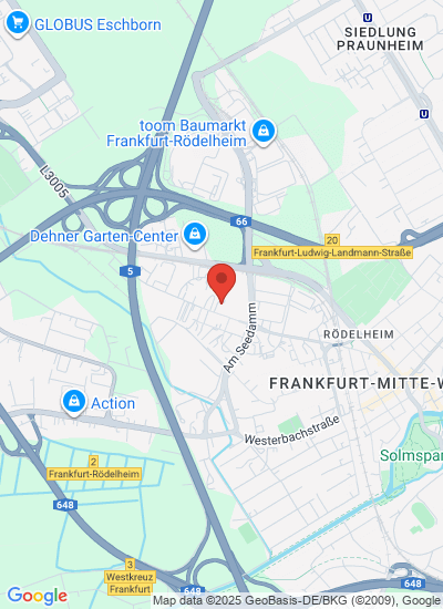 Map showing Frankfurt, Germany