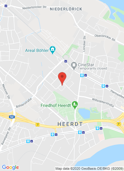 Map showing Düsseldorf, Germany