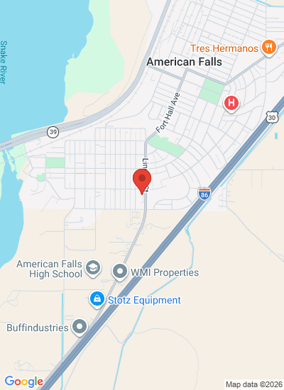 Map showing American Falls, United States