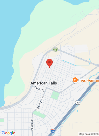 Map showing American Falls, United States