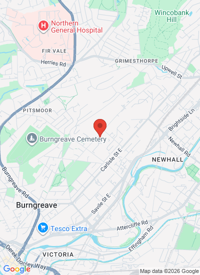 Map showing Sheffield, United Kingdom