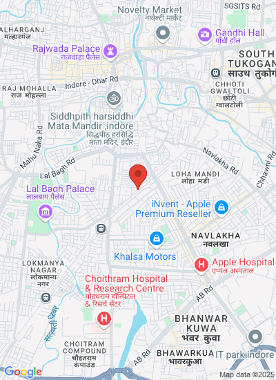 Map showing Indore, India