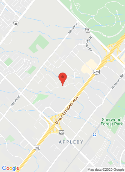 Map showing Burlington, Canada