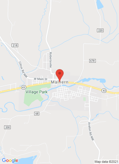 Map showing Malvern, United States