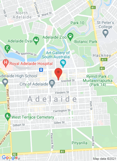 Map showing Adelaide, Australia
