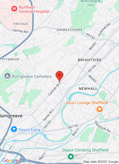 Map showing Sheffield, United Kingdom