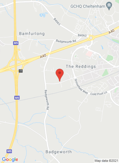 Map showing Cheltenham, United Kingdom