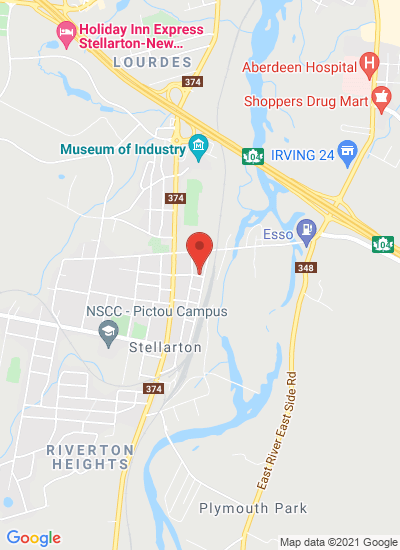 Map showing Stellarton, Canada