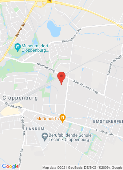 Map showing Cloppenburg, Germany