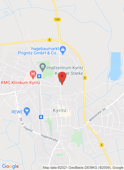 Map showing Kyritz, Germany