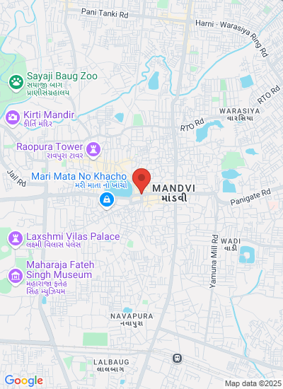 Map showing Vadodara, India