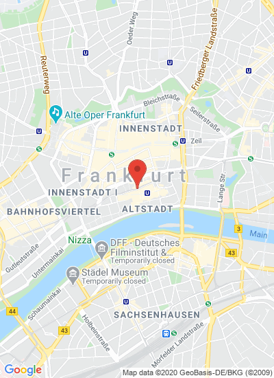 Map showing Frankfurt am Main, Germany