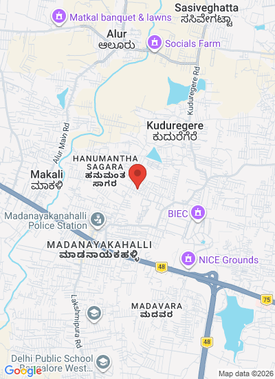 Map showing Bangalore, India