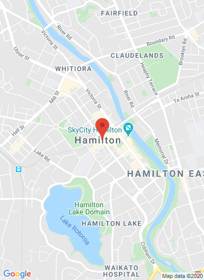 Map showing Hamilton, New Zealand