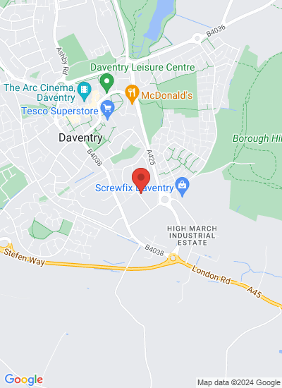 Map showing Daventry, United Kingdom