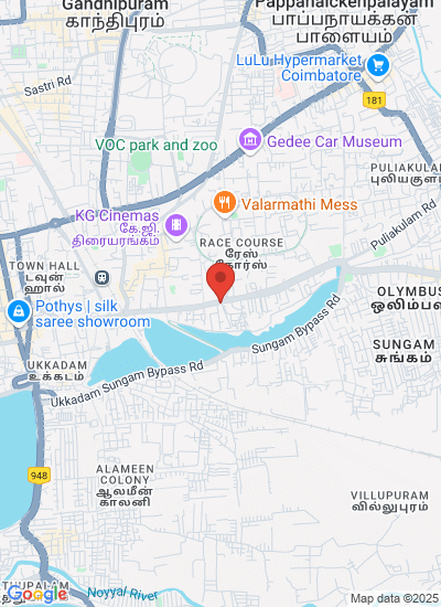 Map showing Coimbatore, India