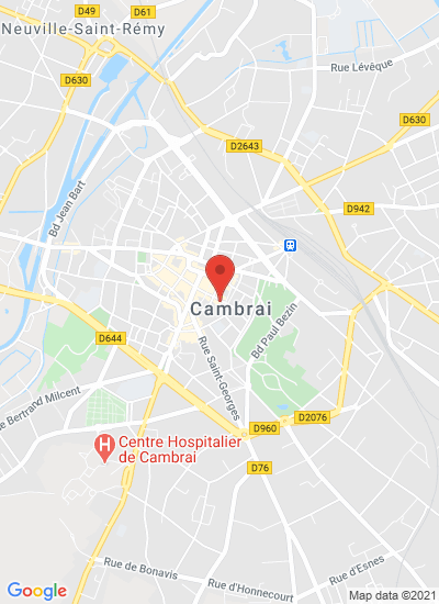 Map showing Cambrai, France