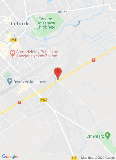 Map showing Lebork, Poland