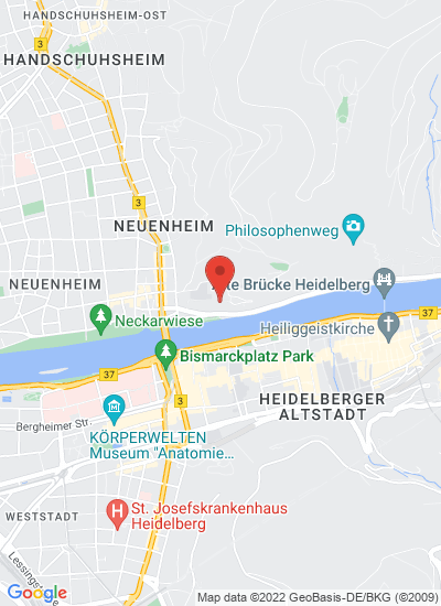 Map showing Heidelberg, Germany