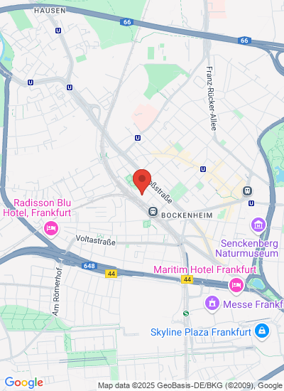 Map showing Frankfurt am Main, Germany