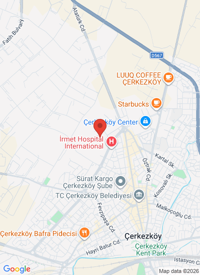 Map showing Çerkezköy, Türkiye