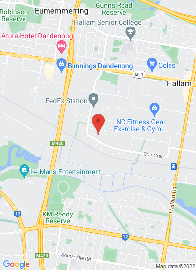 Map showing Hallam, Australia