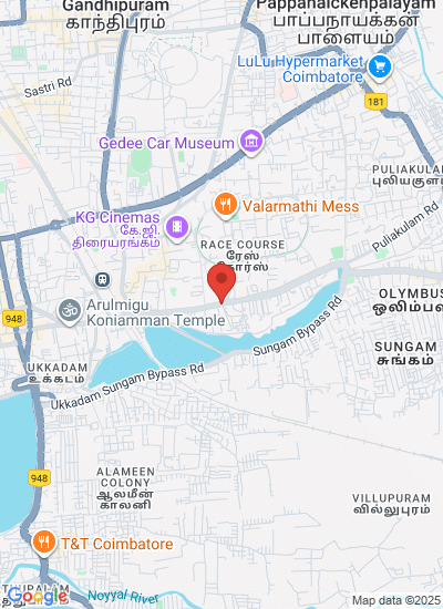 Map showing Coimbatore, India