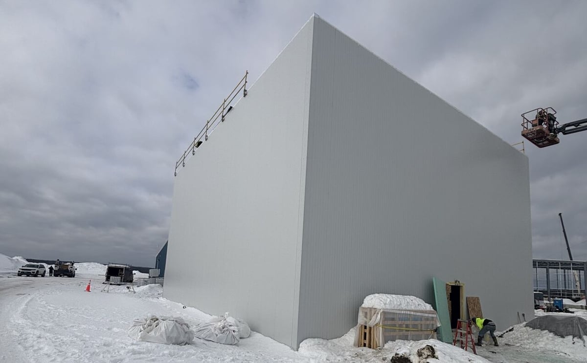 Construction progresses on folkland foods new drive in freezer