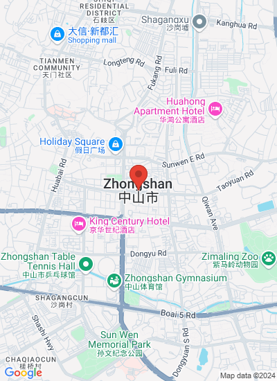 Map showing Zhongshan Shi, China