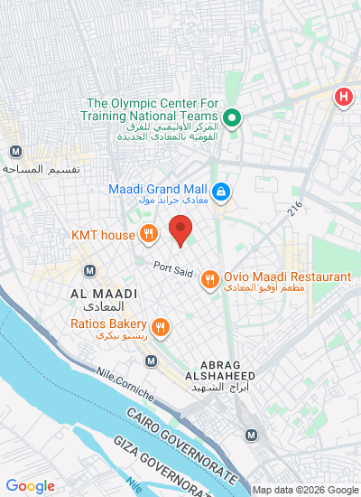 Map showing Maadi Sarayat - Maadi, Egypt