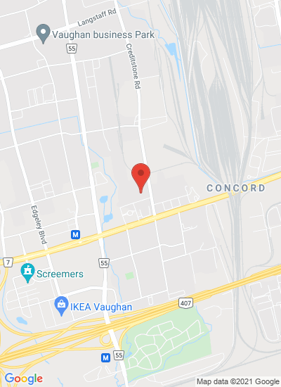 Map showing Vaughan, Canada