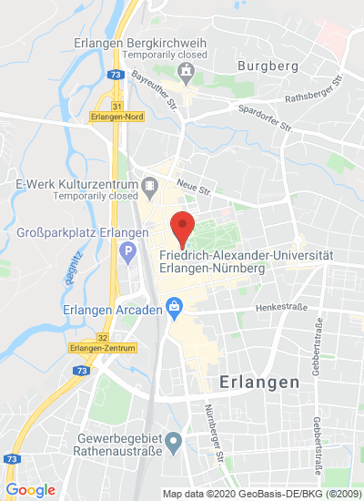 Map showing Erlangen, Germany