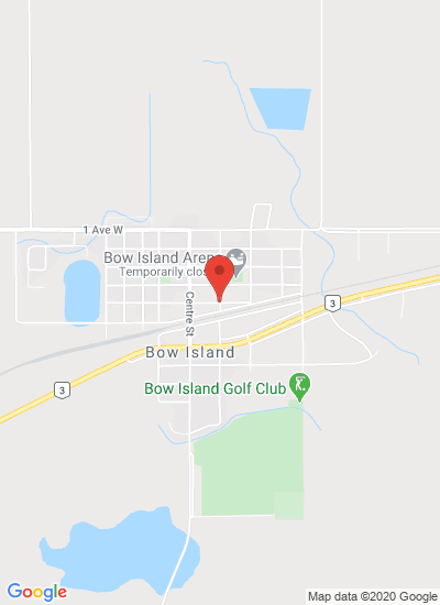 Map showing Bow Island, Canada
