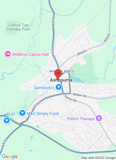 Map showing Derbyshire, United Kingdom