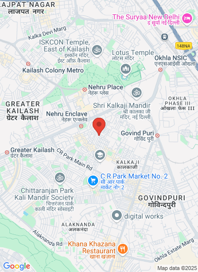 Map showing New Delhi, India