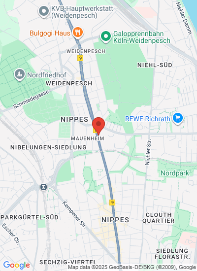 Map showing Köln (Cologne), Germany
