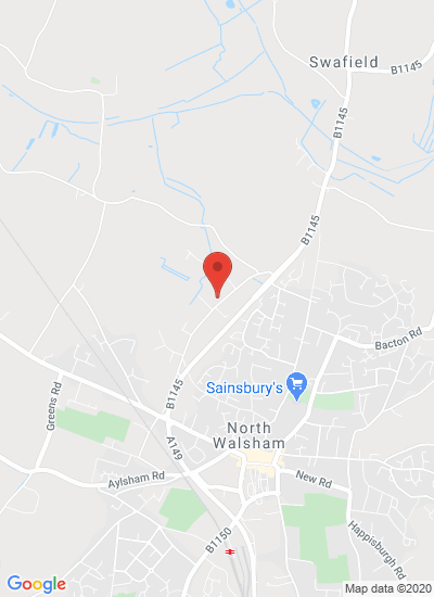 Map showing North Walsham, United Kingdom