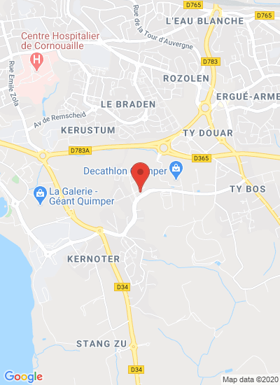 Map showing Quimper, France