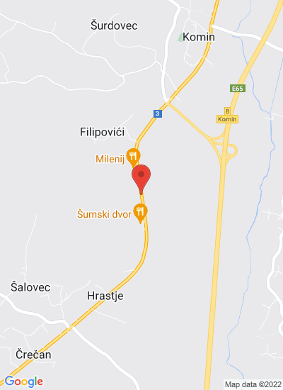 Map showing Komin, Croatia